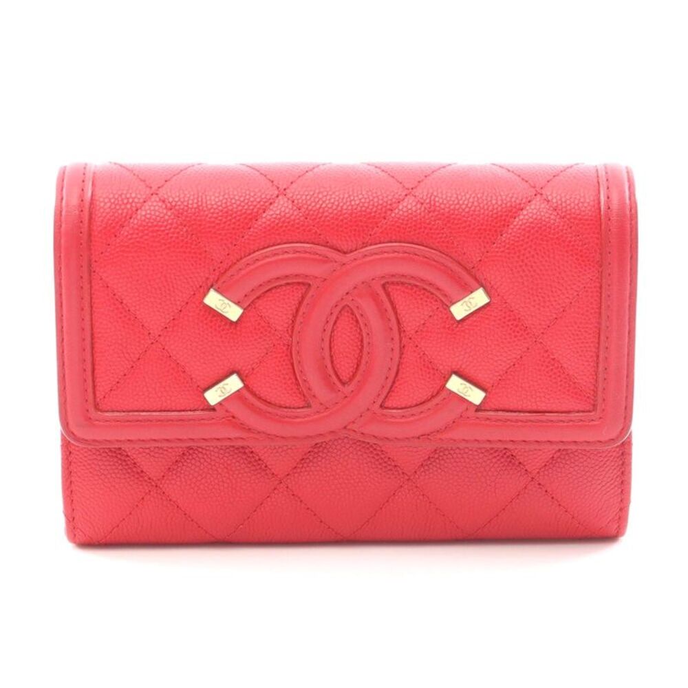 Chanel CC Filigree Caviar Skin Bifold Wallet